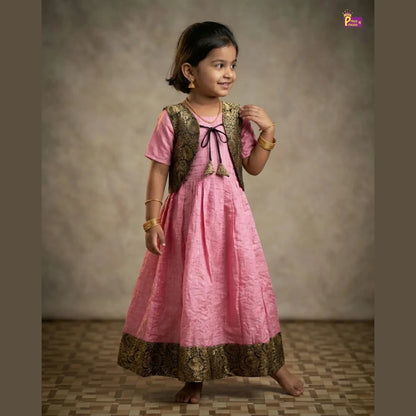 KIds Traditional Coat Long Gown in Pink PG564