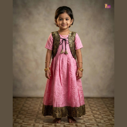 KIds Traditional Coat Long Gown in Pink PG564