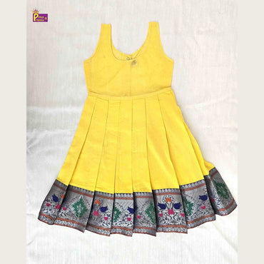 Kids Traditional Pattu Pavadai in Ash with Yellow PPP1528