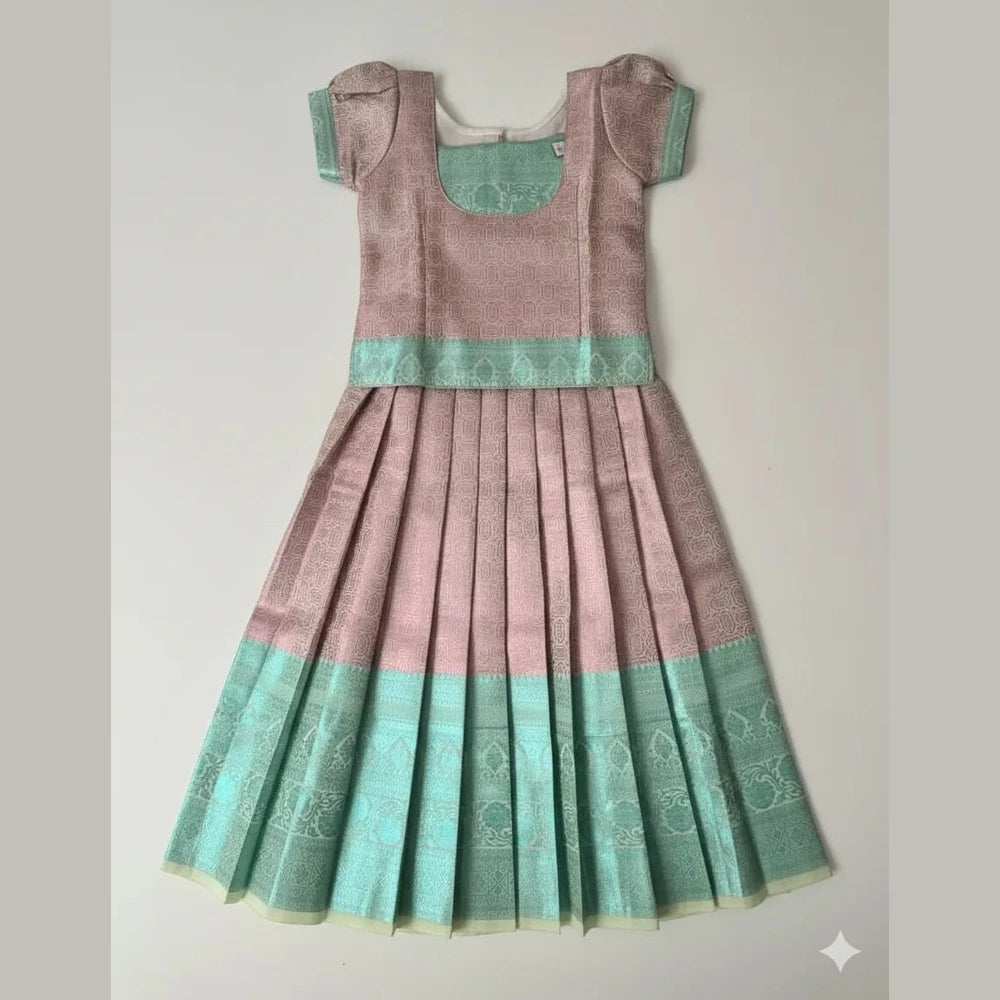Kids Traditional Pattupavadai Pink Copper PPP1571