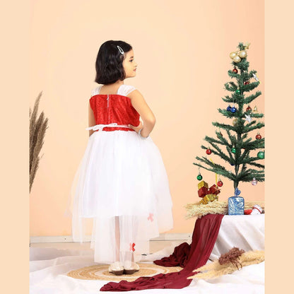 Kids White with Red Festival Frock WGF006