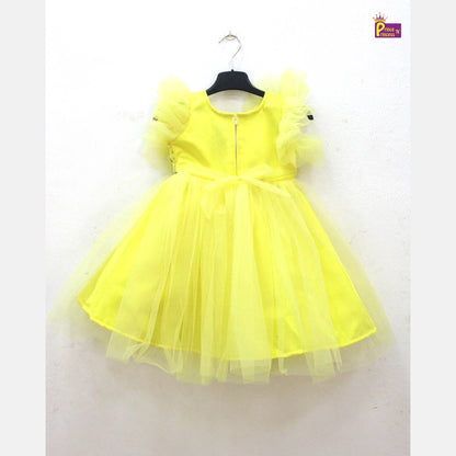 Kids Yellow Aari work Prince N Princess Birthday Gown WGF034
