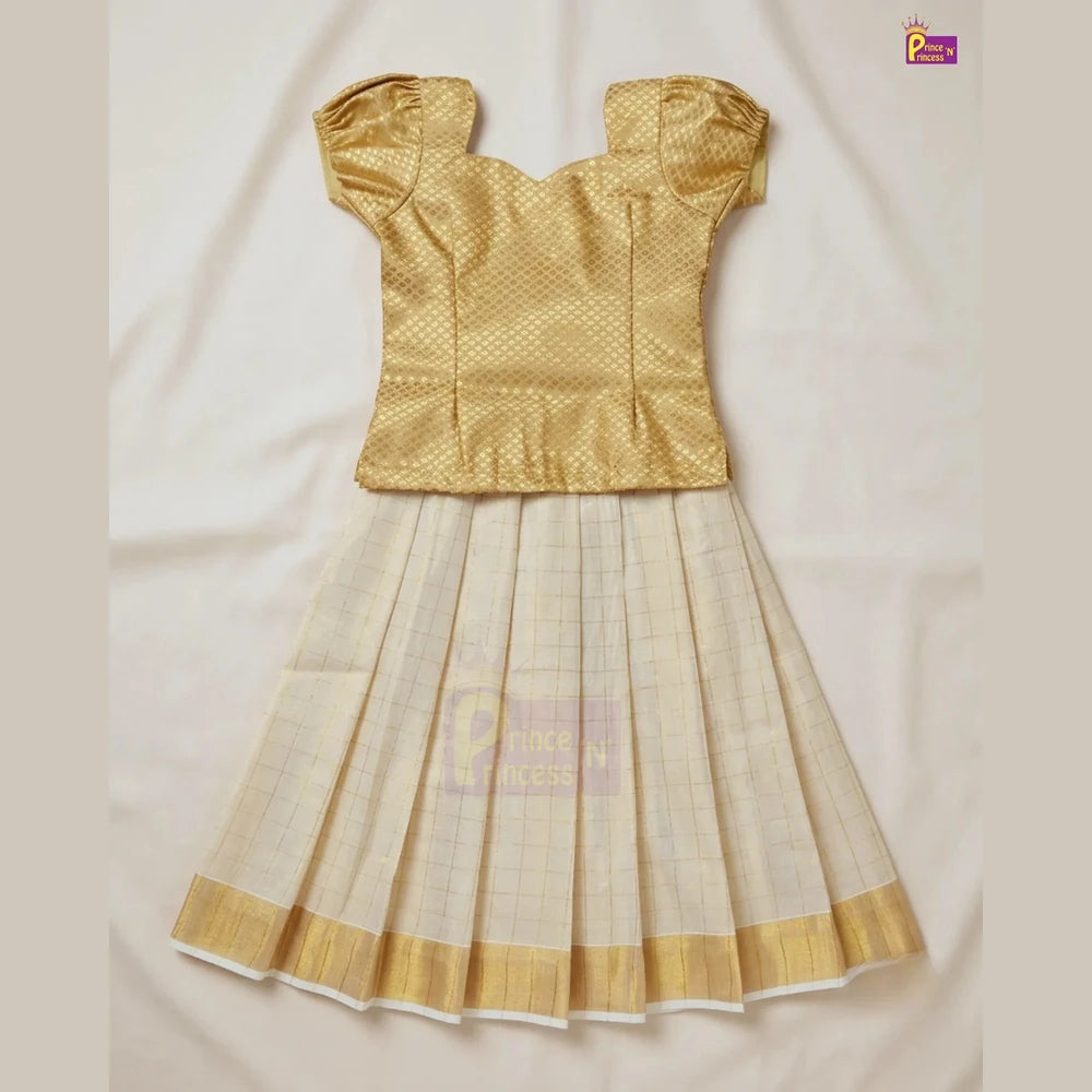Onam Pattu Pavadai for Girls | Kerala Kasavu Pattu Pavadai Set PPP2100_1