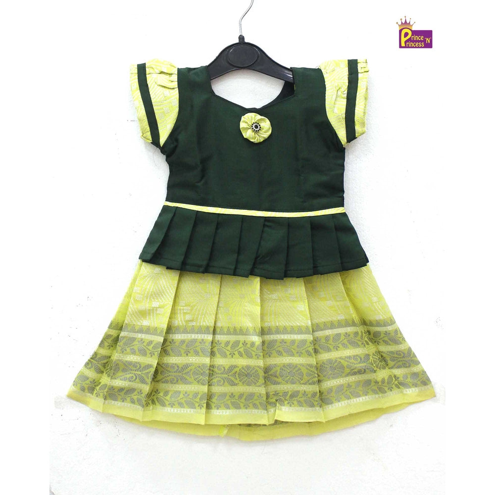 Prince N Princess Green And Pista Green Baby Pattu Pavadai PPP1301