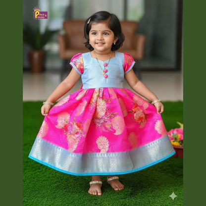 Prince N Princess Pink blue Organza Check Gown PG298