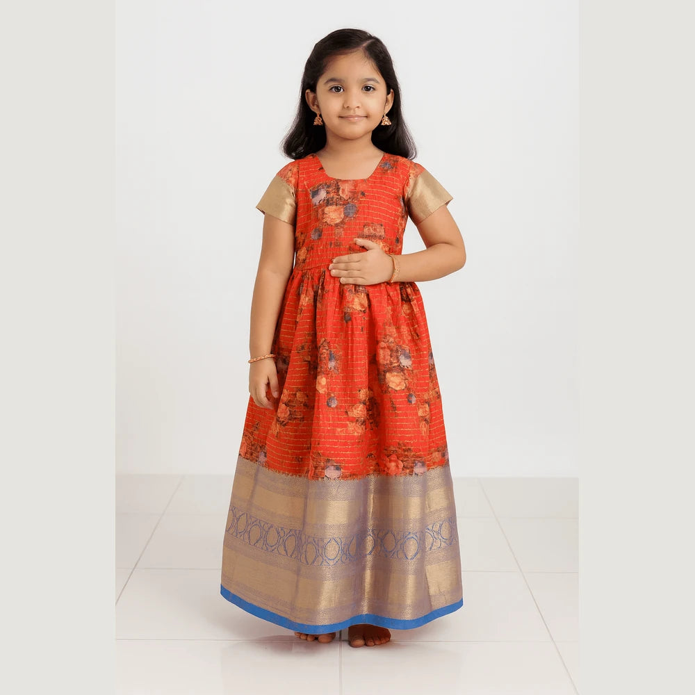 Prince N Princess Red Organza Check Gown PG222