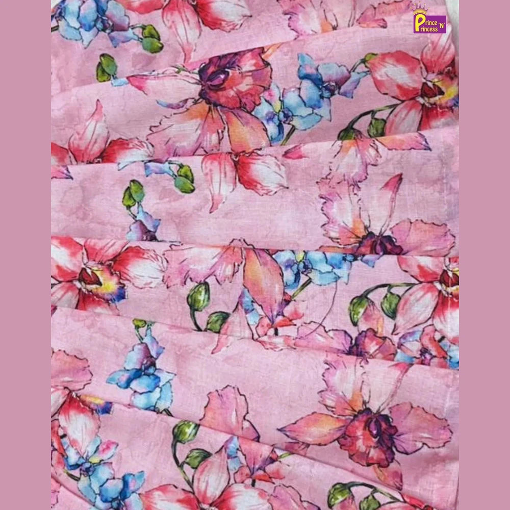 Summer Cotton Frock for Baby Girls Pink Floral Casual Dress CF409