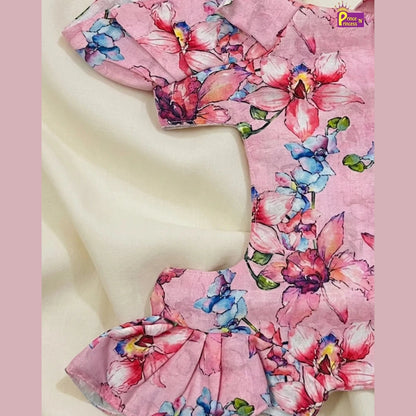 Summer Cotton Frock for Baby Girls Pink Floral Casual Dress CF409