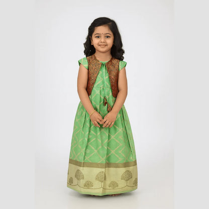 Traditional Green Maroon Coat Gown PG552