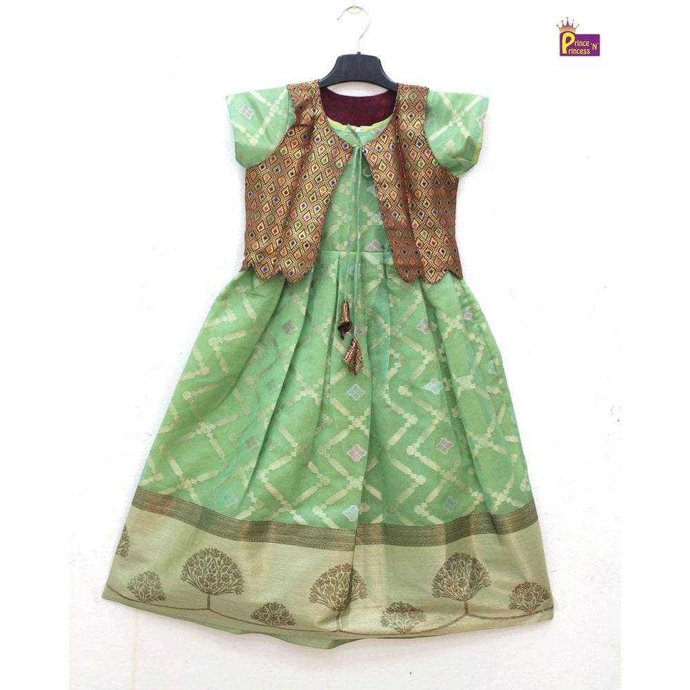Traditional Green Maroon Coat Gown PG552