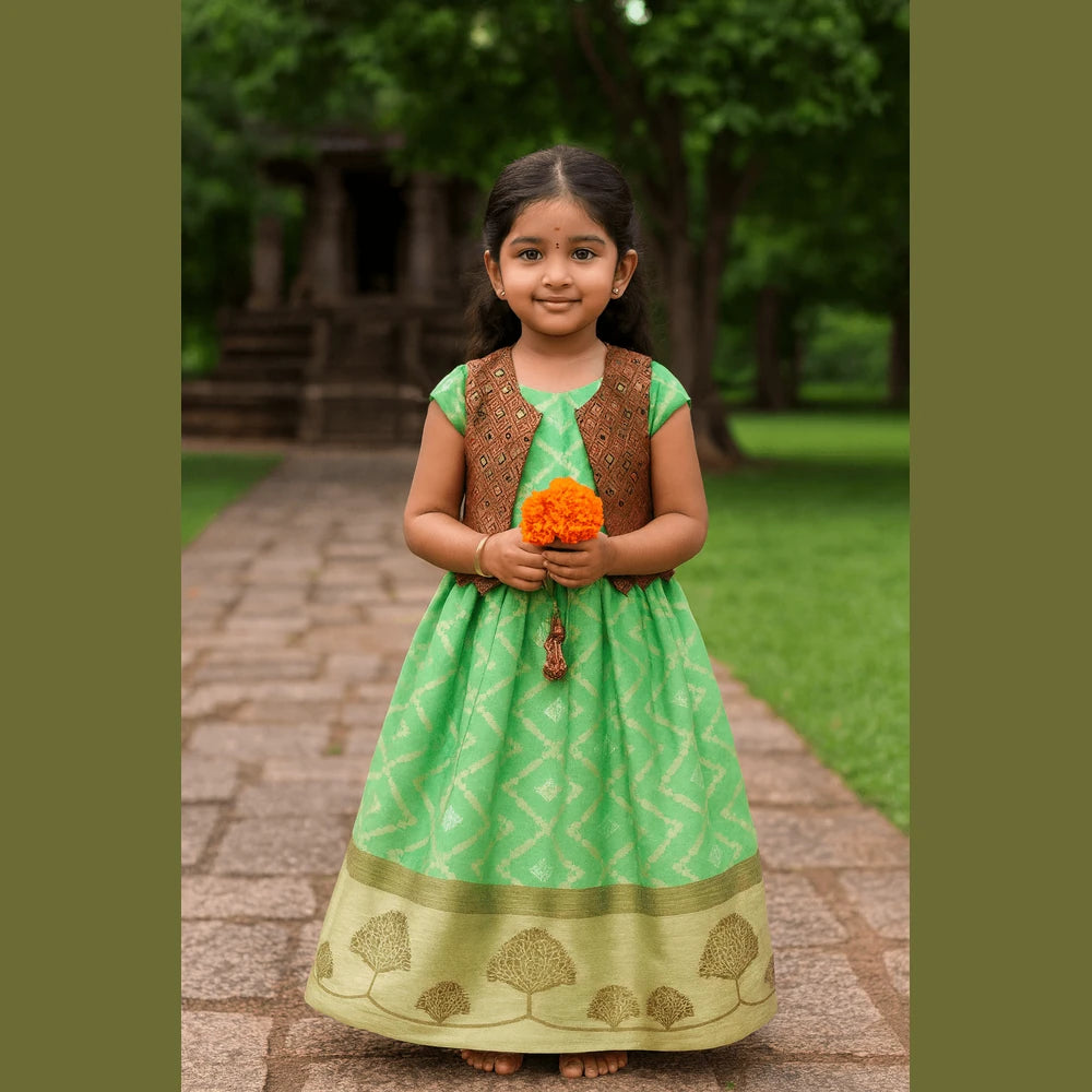 Traditional Green Maroon Coat Gown PG552