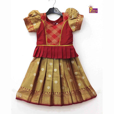 Prince N Princess Red Tissue Pattu Pavadai PPP1166
