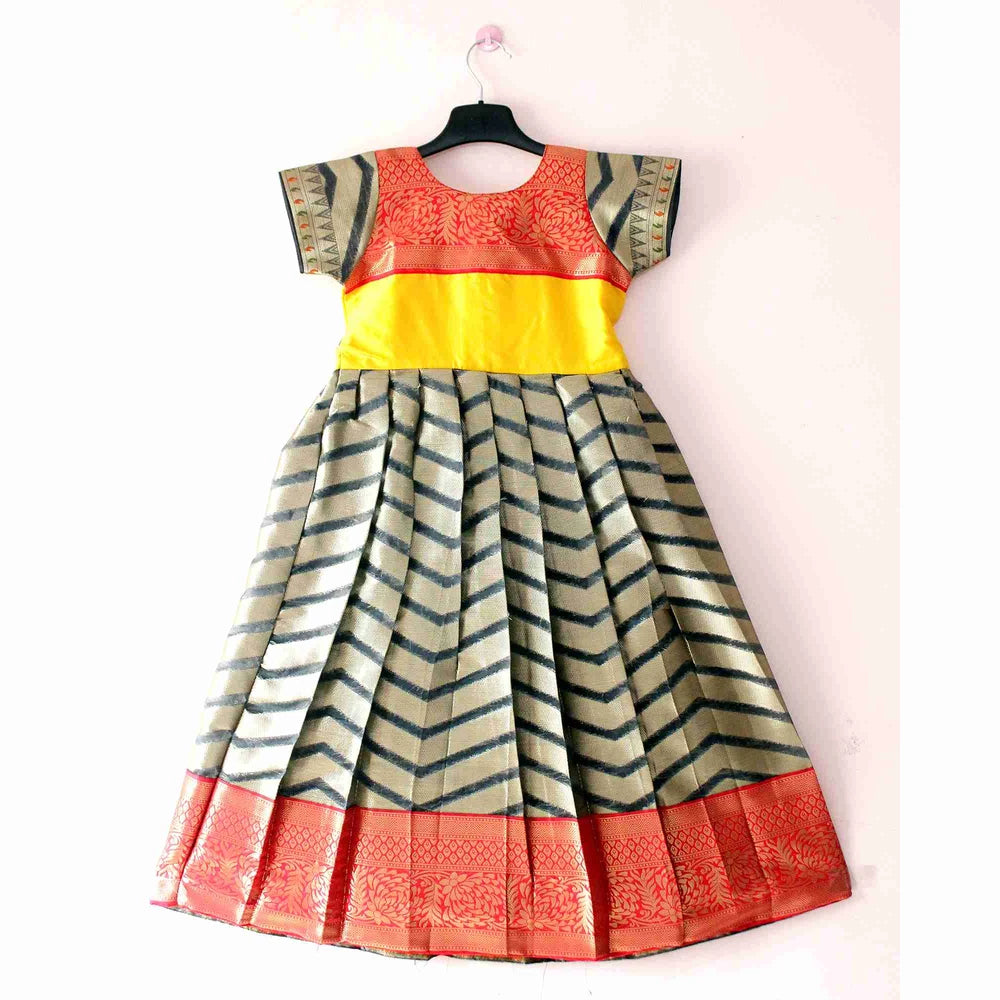 Prince N Princess yellow And Black Banarasi Chanderi Gown PG341