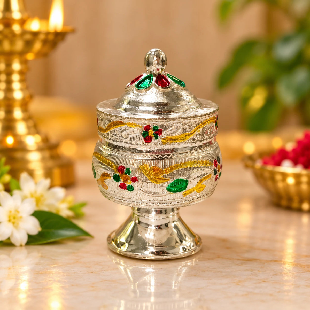 German Silver Kumkum Box