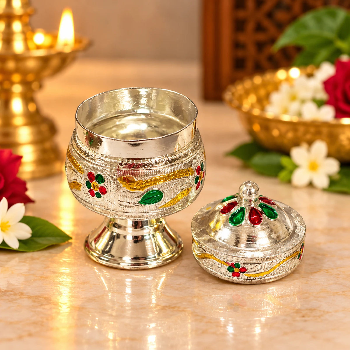 German Silver Kumkum Box