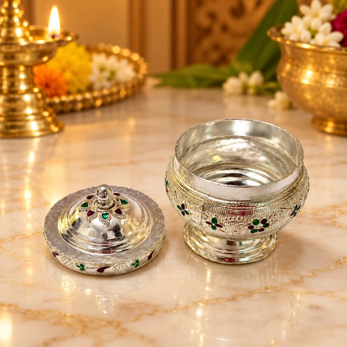 German Silver Kumkum Box