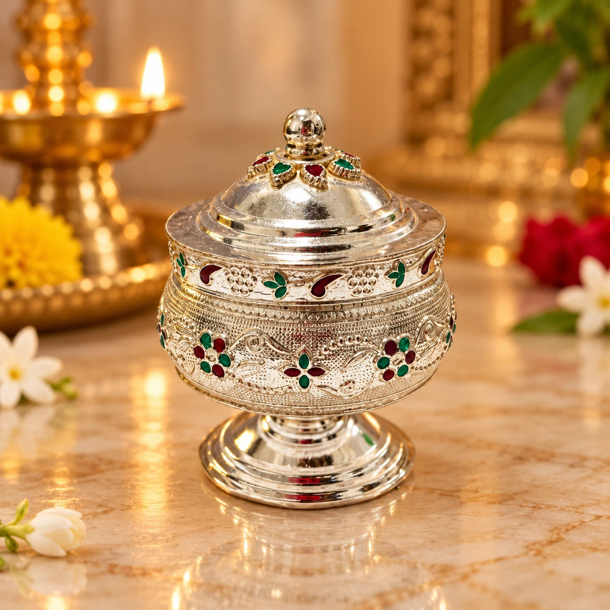 German Silver Kumkum Box
