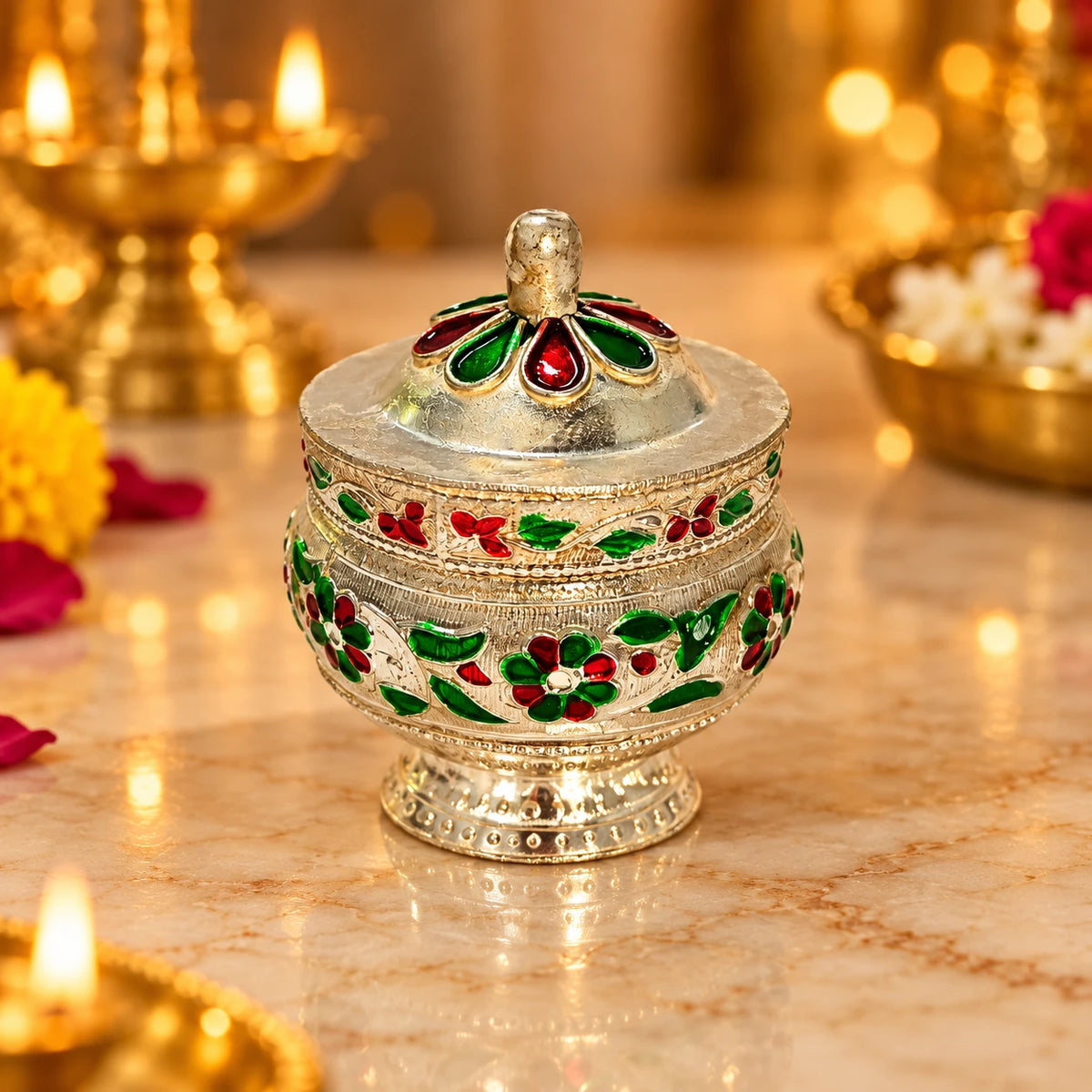 German Silver Kumkum Box