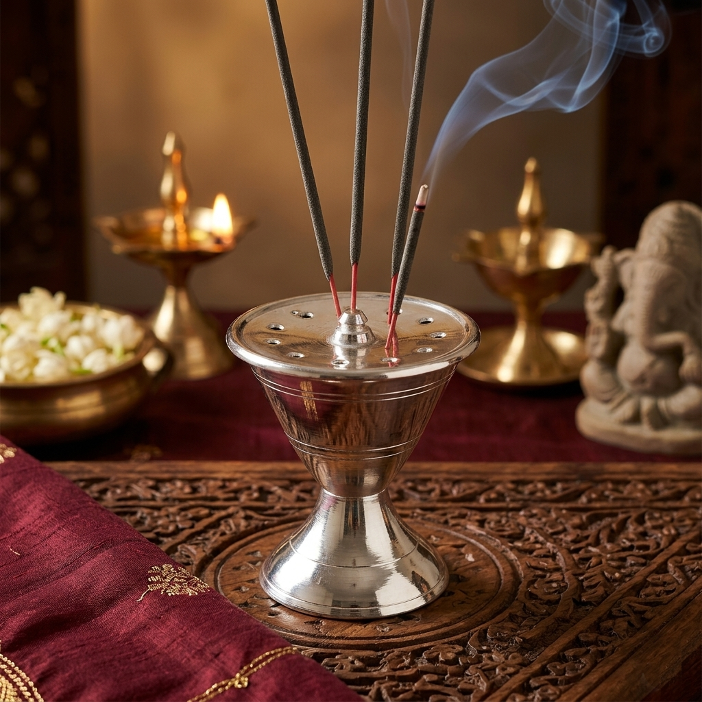 German Silver Agarbathi Stand