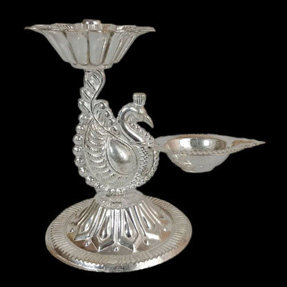 German Silver Deepam-Peacock