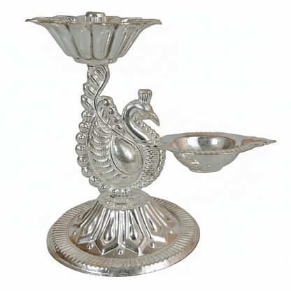German Silver Deepam-Peacock