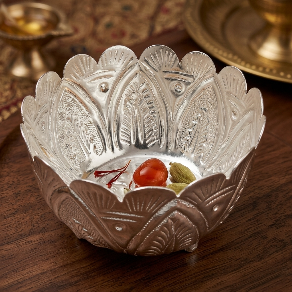 German Silver Bowl - Lotus Sandal