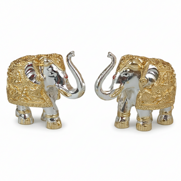 German Silver Elephant Pair -Gold