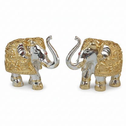 German Silver Elephant Pair -Gold
