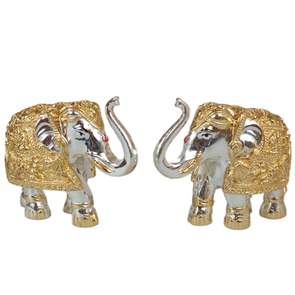 German Silver Elephant Pair -Gold