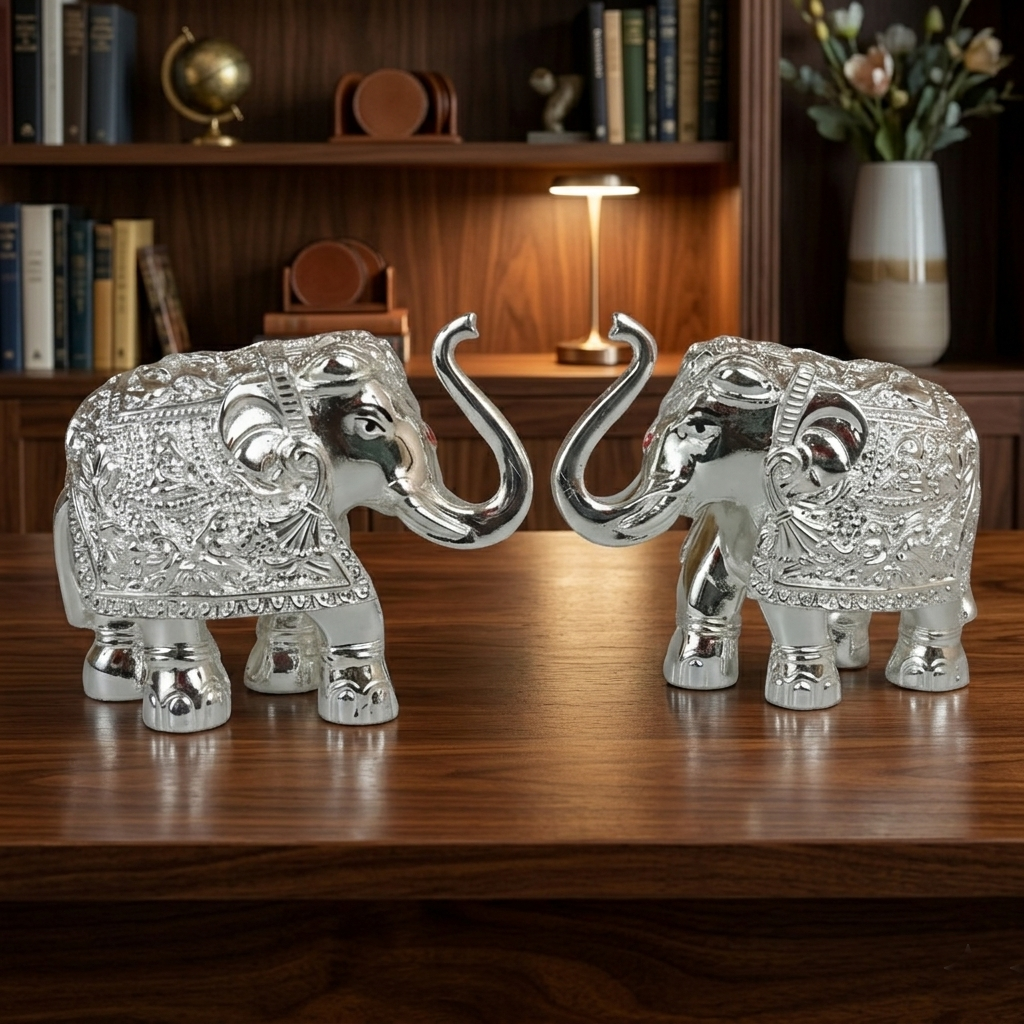 German Silver Elephant Pair-Silver