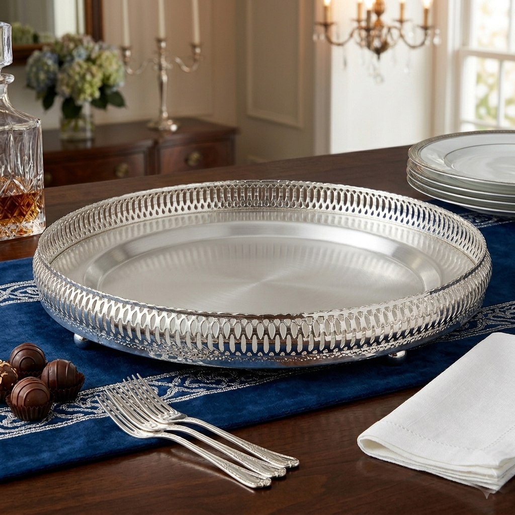 German Silver Tray 10 Inch