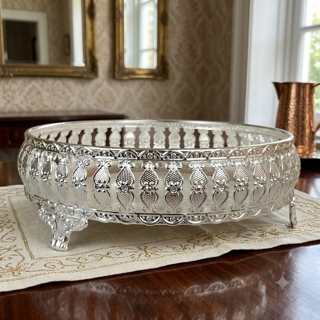 German Silver Tray 8 Inch