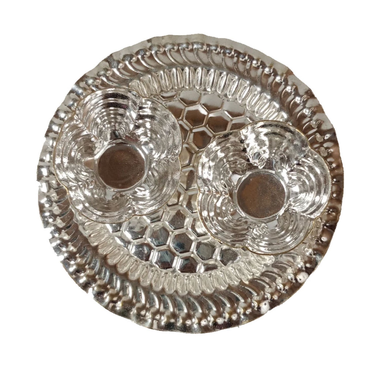German Silver Kumkum - Plate Open
