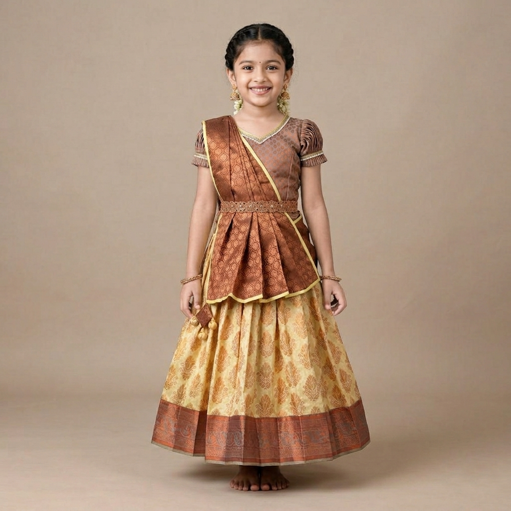 Varnatari's Copper-Grey And Pastel Yellow Lehenga Set