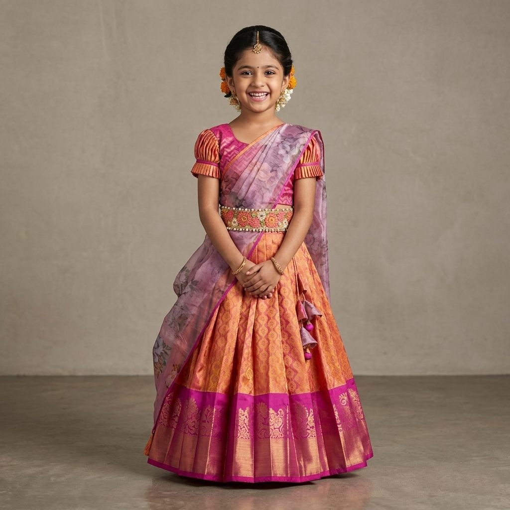 Varnatari's Yellow & Magenta Pink Lehenga