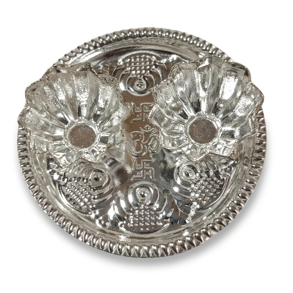 German Silver Kumkum-Open Plate