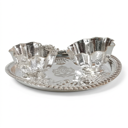 German Silver Kumkum-Open Plate