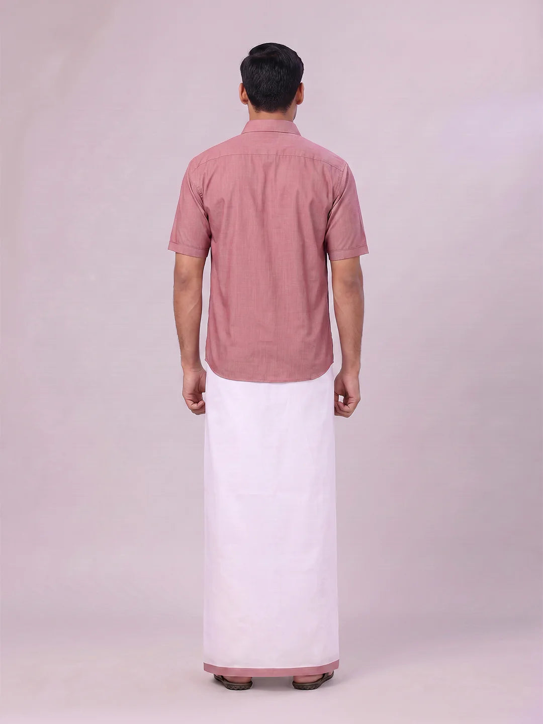 Minister White's Mens Shirt with Matching Border Dhoti Combo Casper