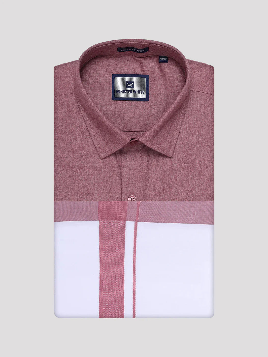 Minister White's Mens Shirt with Matching Border Dhoti Combo Casper