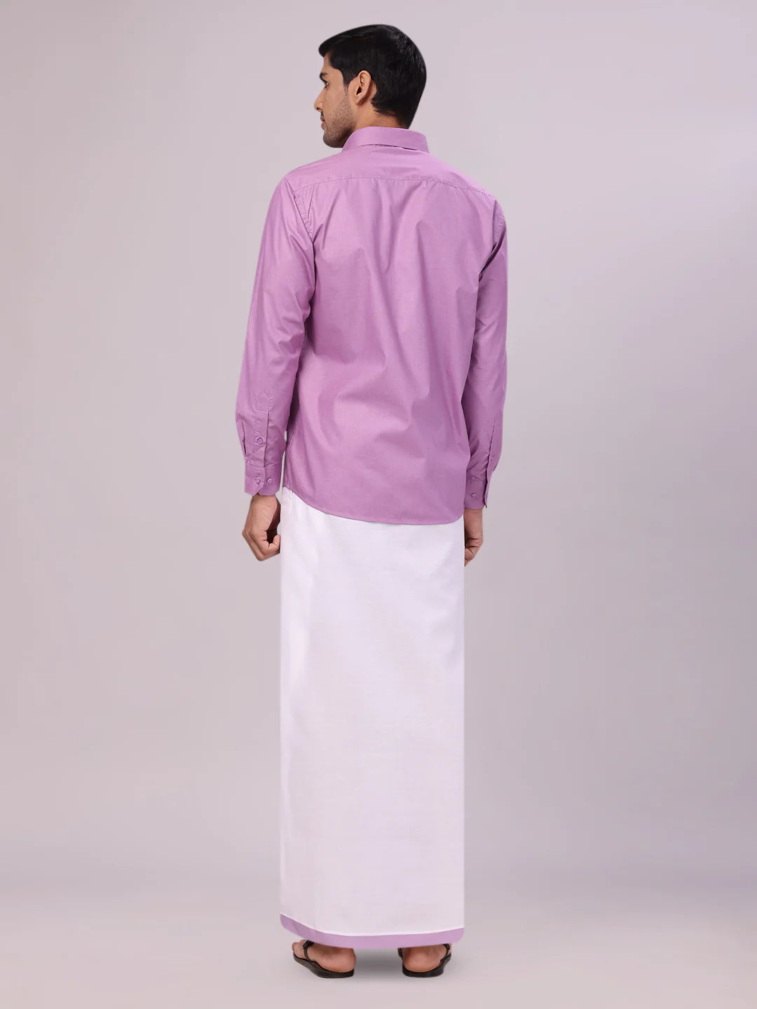 Minister White's Mens Shirt with Matching Border Dhoti Combo Casper