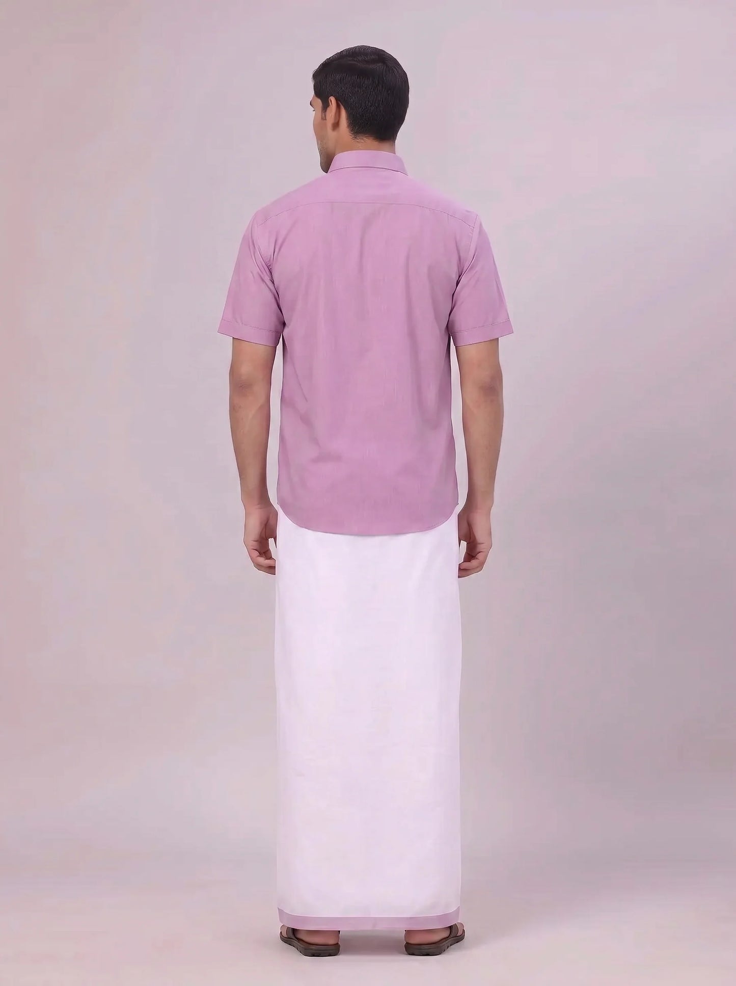 Minister White's Mens Shirt with Matching Border Dhoti Combo Casper