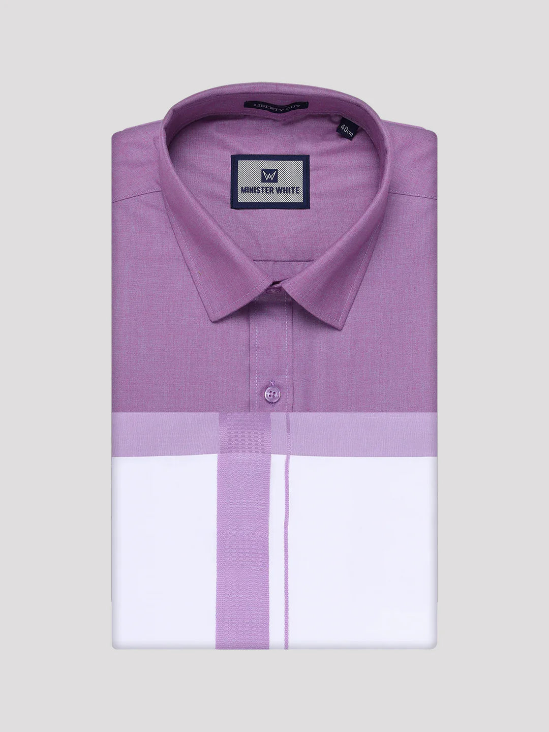 Minister White's Mens Shirt with Matching Border Dhoti Combo Casper