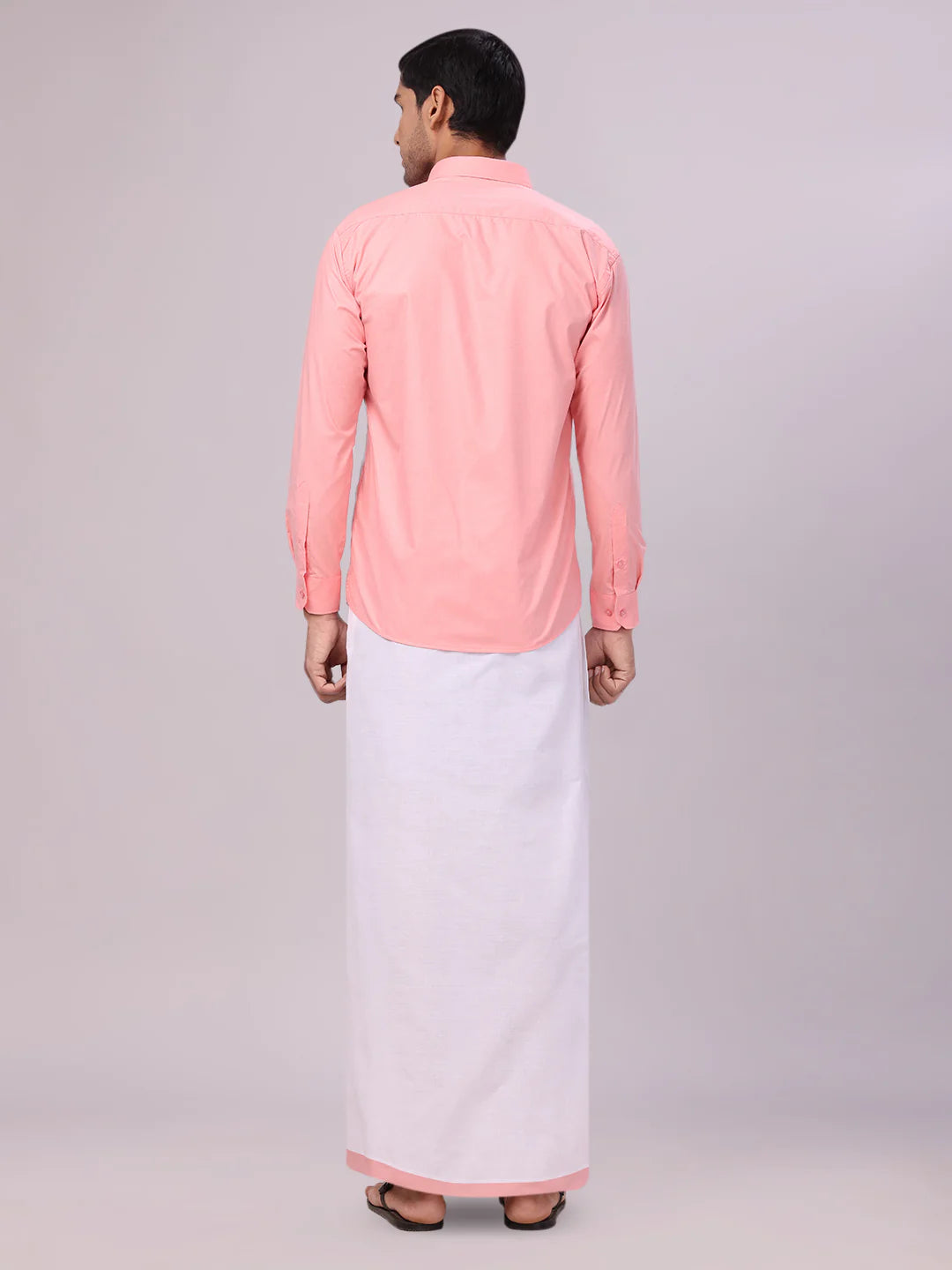 Minister White's Mens Shirt with Matching Border Dhoti Combo Casper