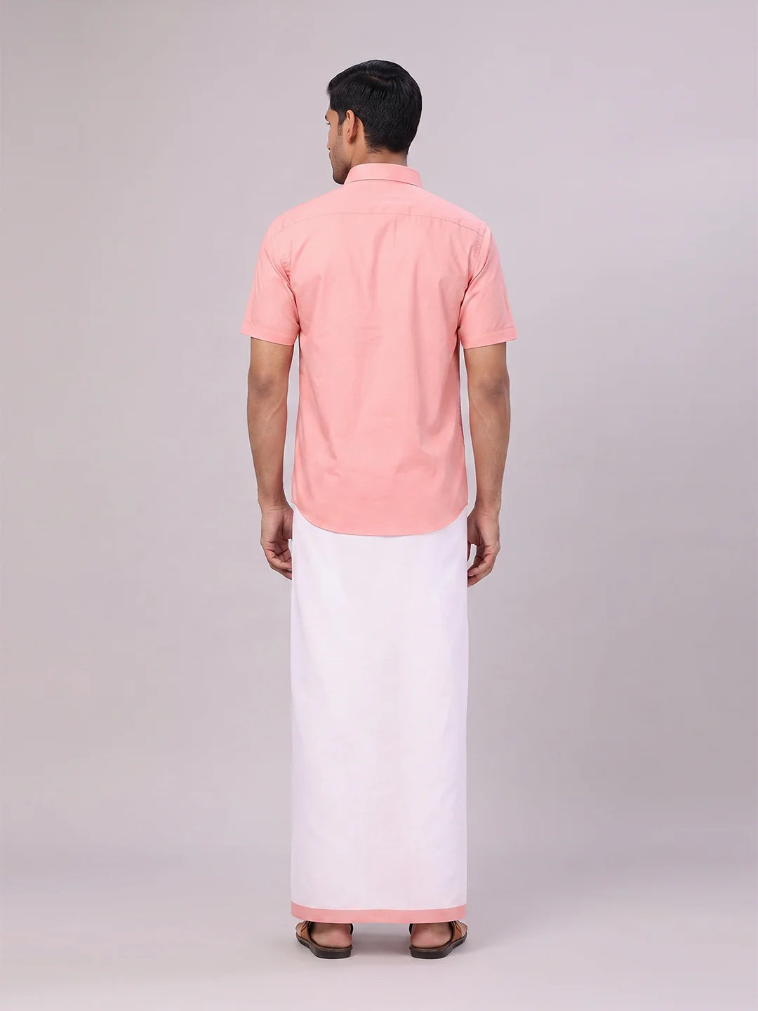 Minister White's Mens Shirt with Matching Border Dhoti Combo Casper