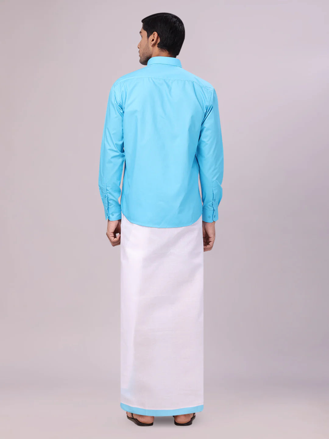 Minister White's Mens Shirt with Matching Border Dhoti Combo Casper