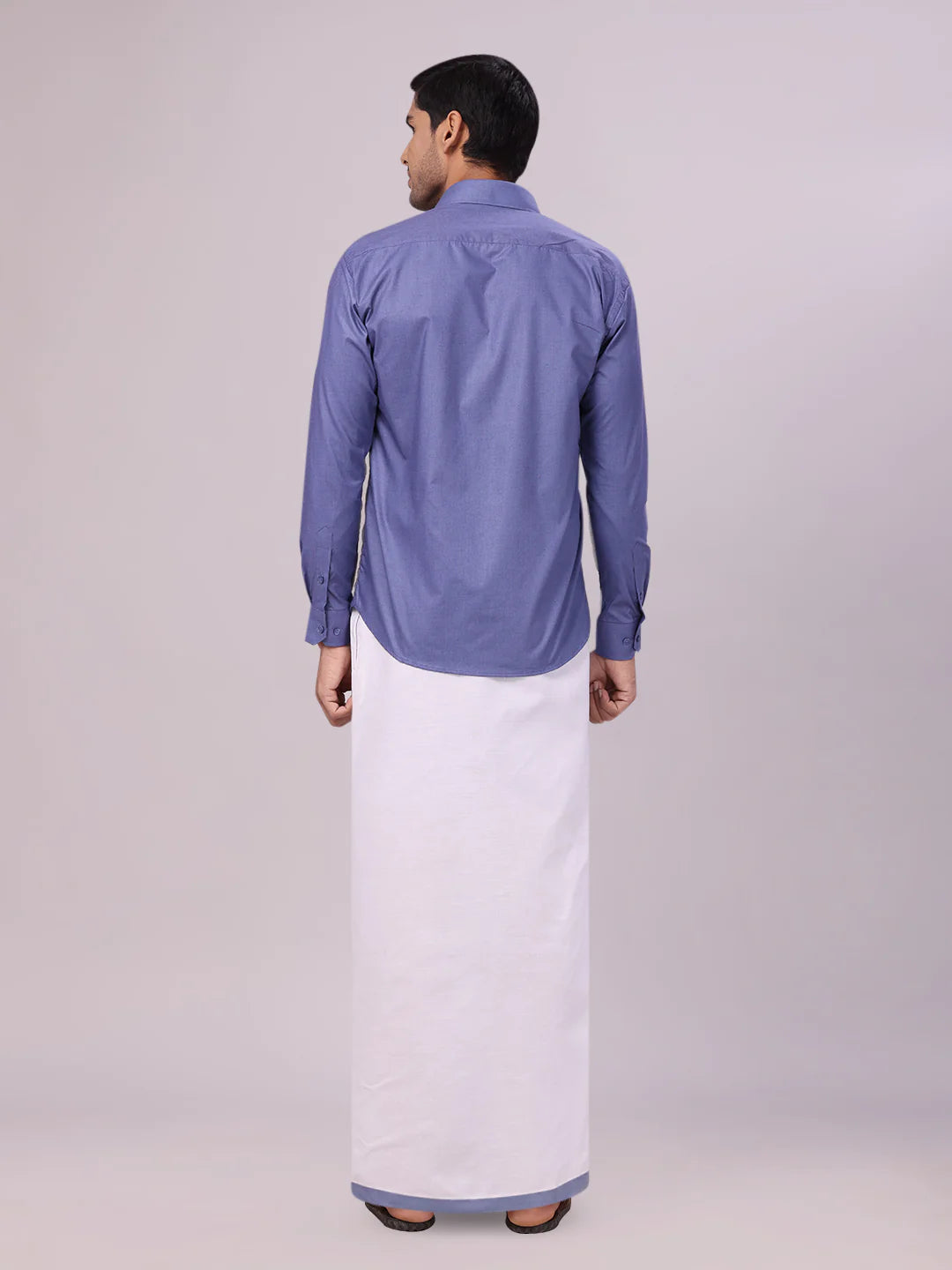 Minister White's Mens Shirt with Matching Border Dhoti Combo Casper