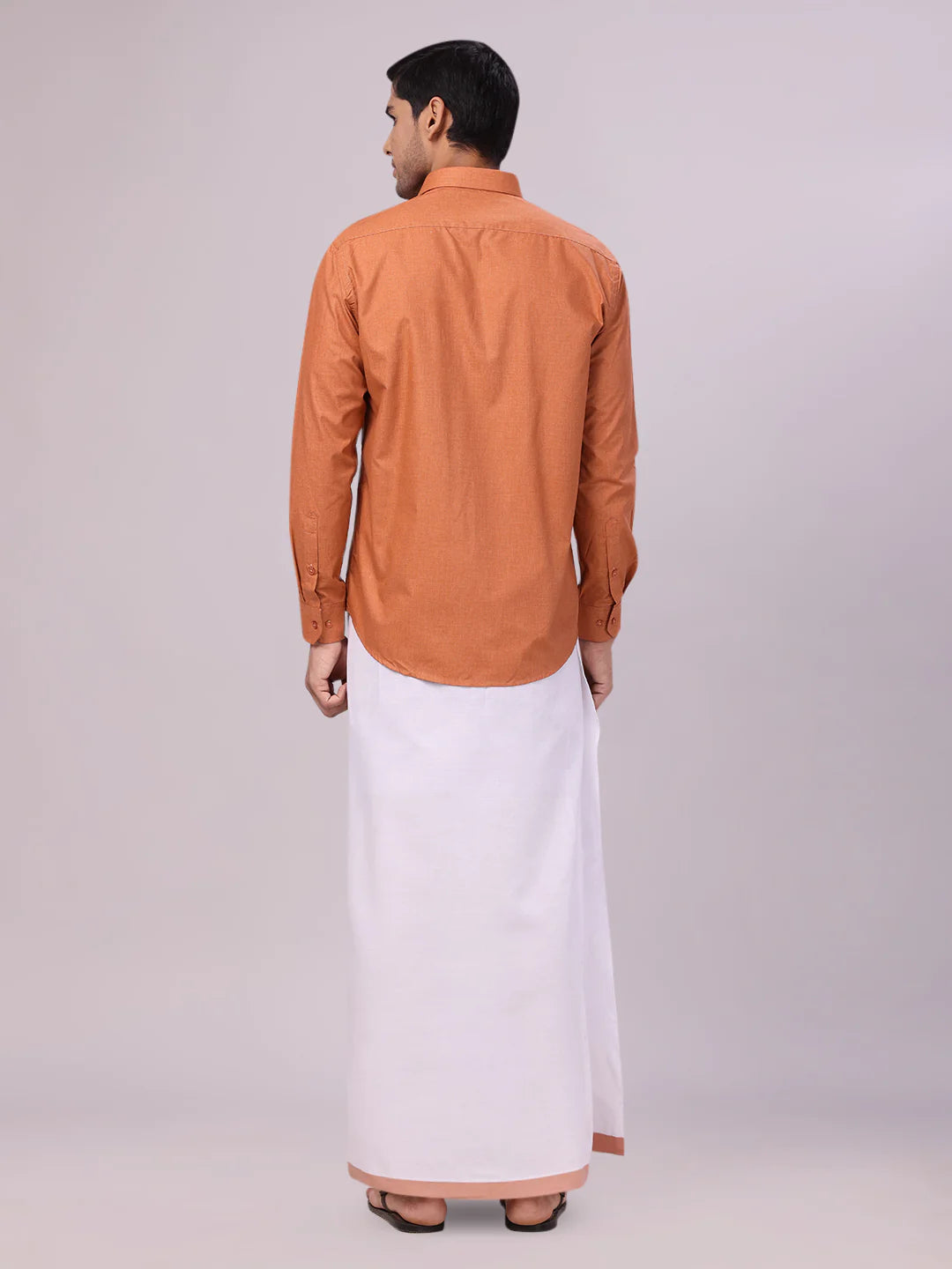 Minister White's Mens Shirt with Matching Border Dhoti Combo Casper