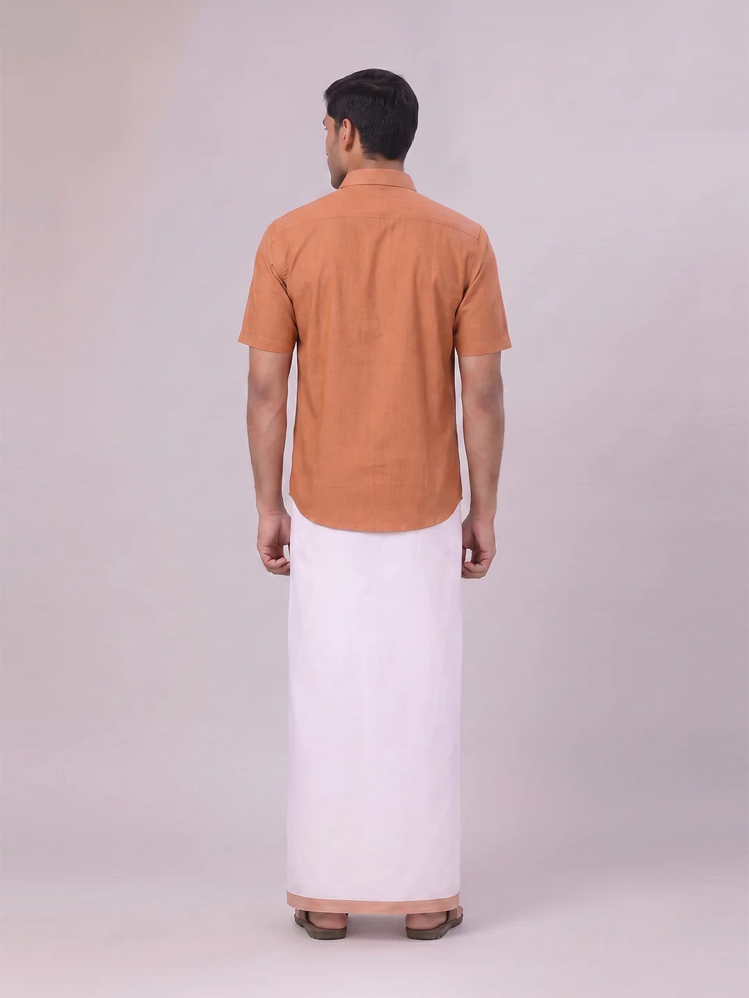 Minister White's Mens Shirt with Matching Border Dhoti Combo Casper