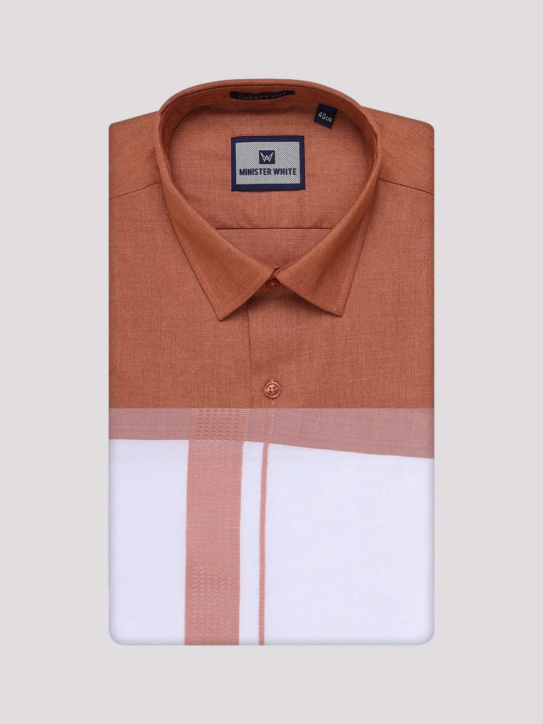 Minister White's Mens Shirt with Matching Border Dhoti Combo Casper