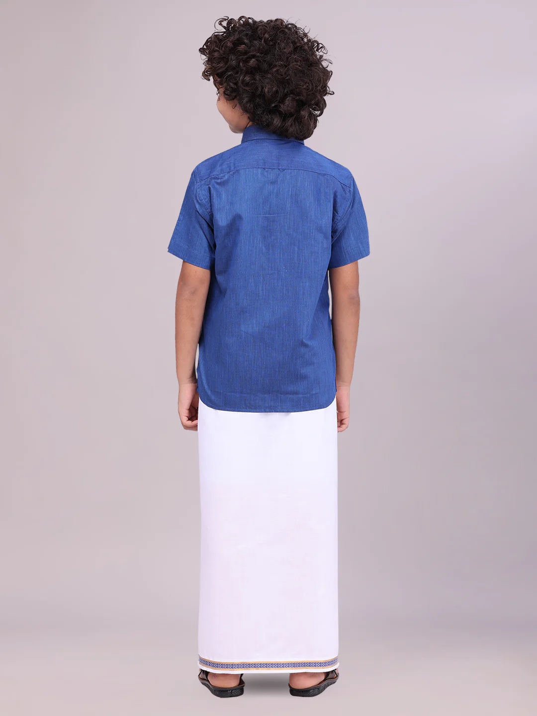 Minister White's Father & Son Cotton Shirt with Matching Border Dhoti Combo